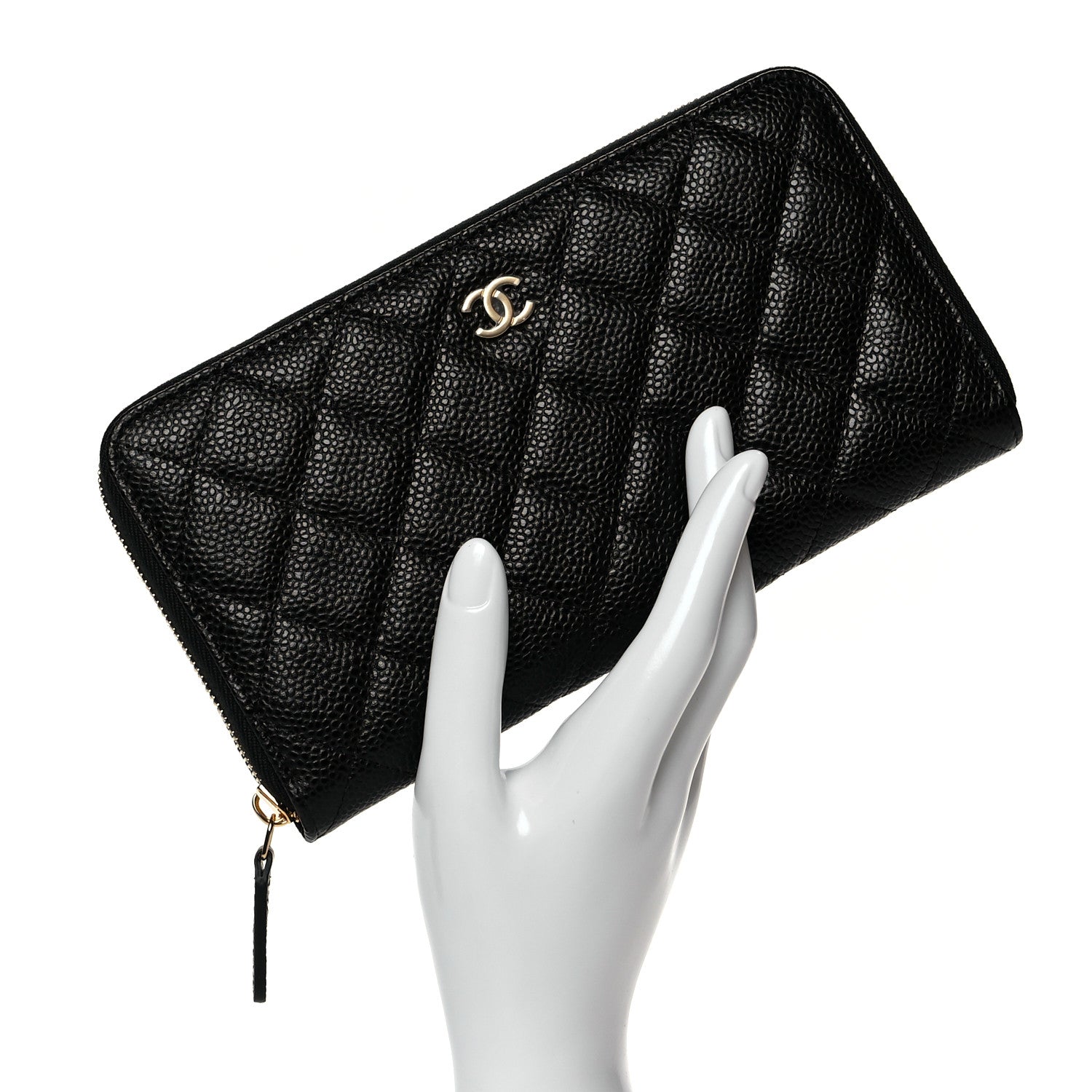 Chanel Caviar Quilted Large Gusset Zip Around Wallet Black 2 of 10