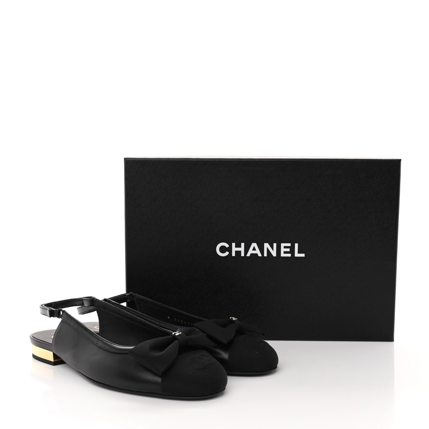 Chanel Lambskin Grosgrain Bow Cap Toe CC Slingback Flats 36.5 Black 11 of 11