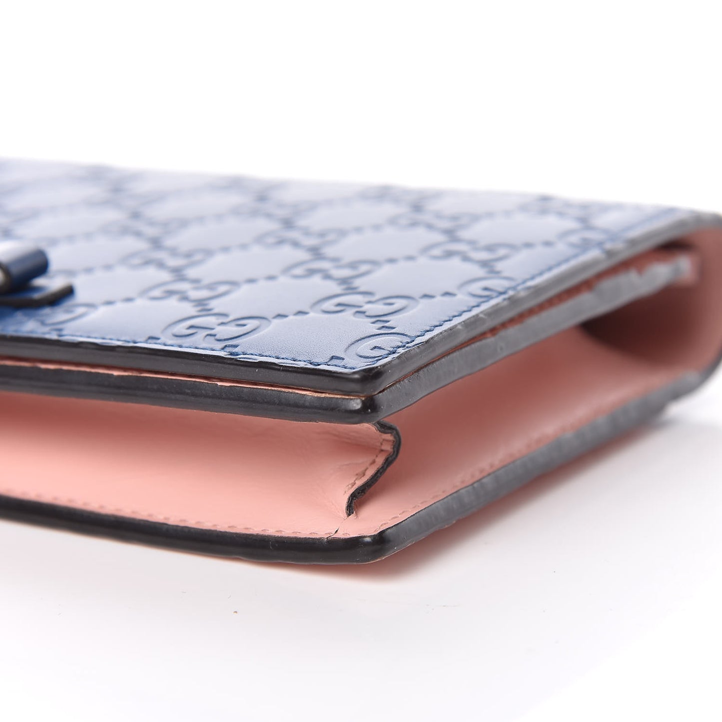 Guccissima Signature Bi-Color Bowy Chain Wallet Blue Dark Cipria