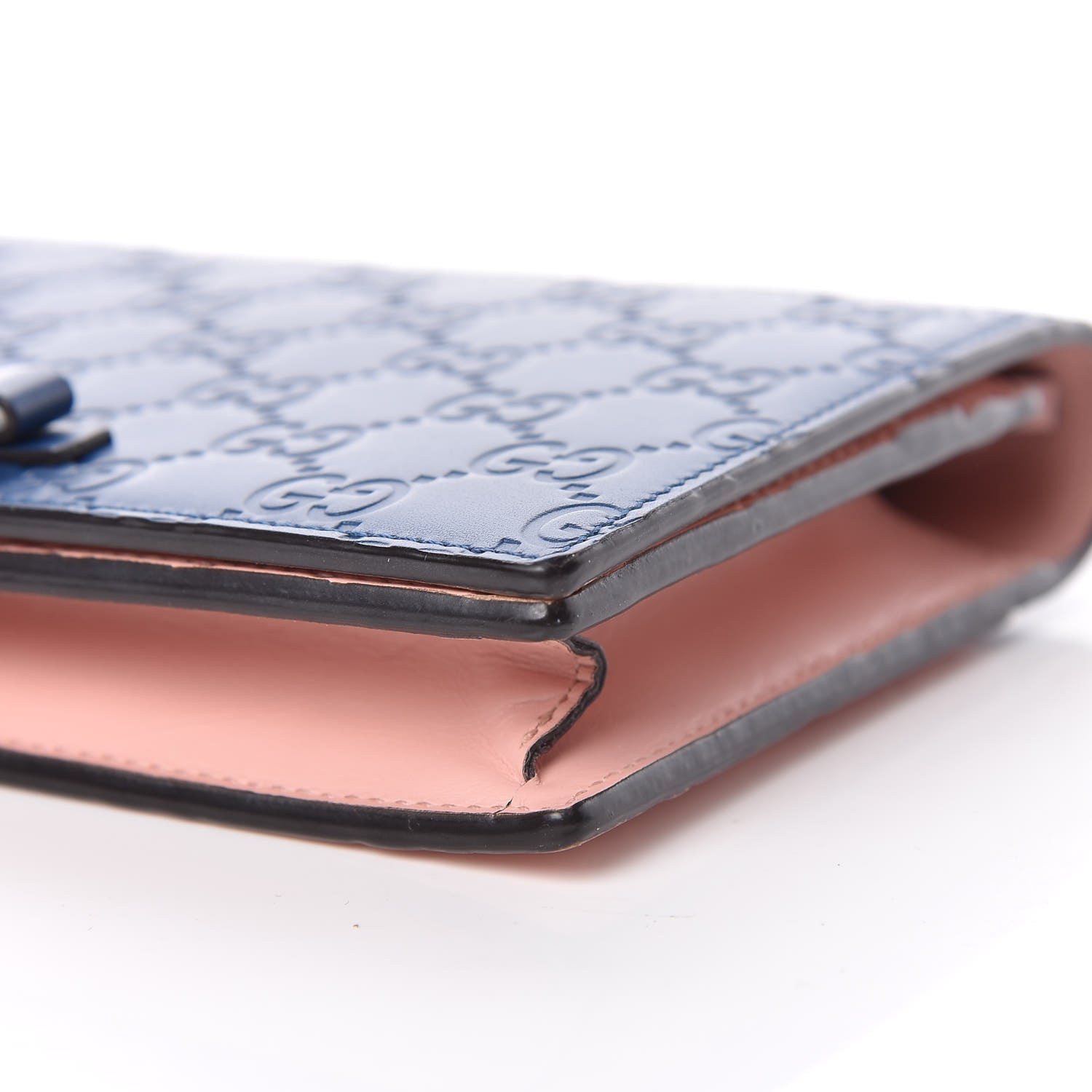 Gucci Guccissima Signature Bi-Color Bowy Chain Wallet Blue Dark Cipria 11 of 16
