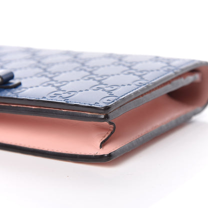 Gucci Guccissima Signature Bi-Color Bowy Chain Wallet Blue Dark Cipria 11 of 16