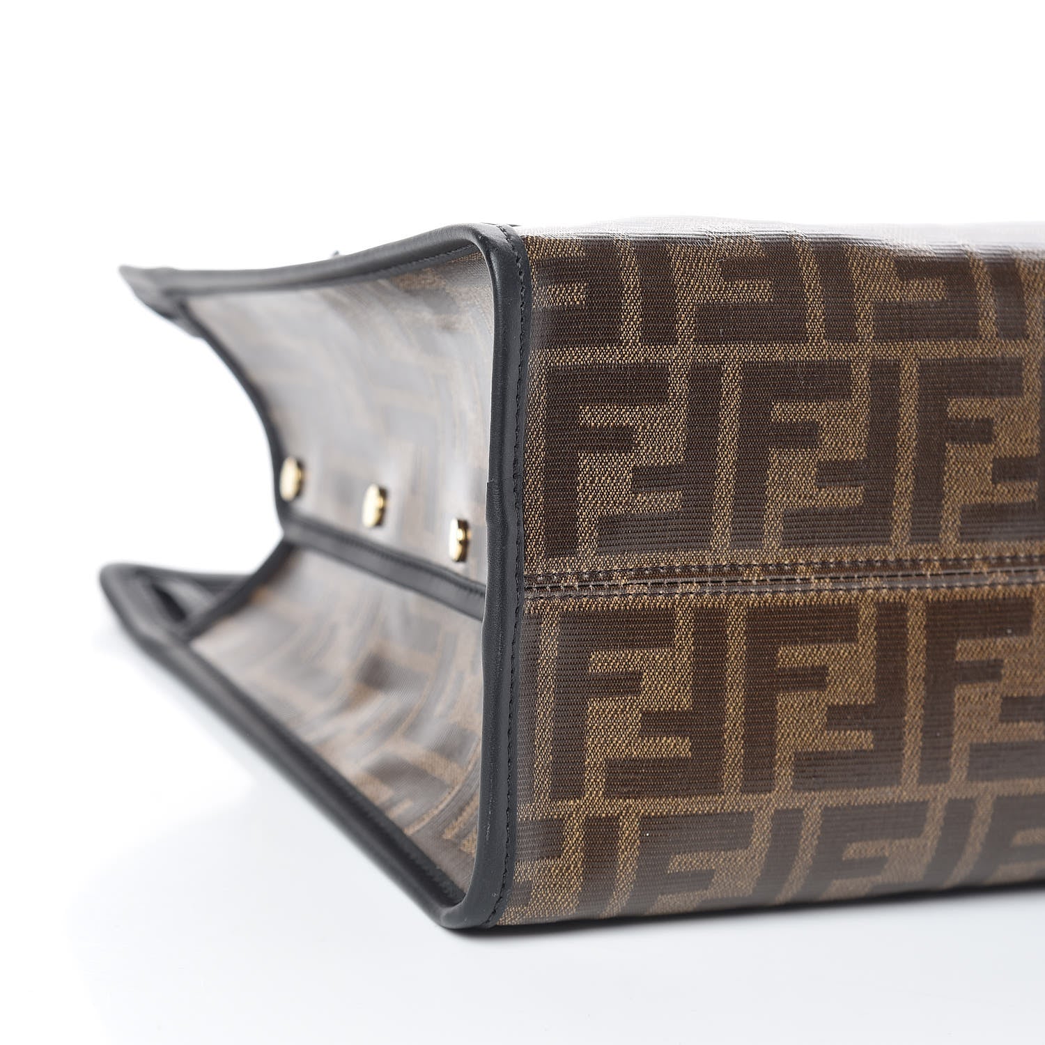 Fendi Glazed Fabric Vitello Century FF 1974 Stamp Patch Medium Peekaboo Defender Cover Mogano Panna Black 8 of 9