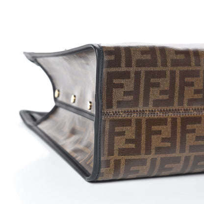 Fendi Glazed Fabric Vitello Century FF 1974 Stamp Patch Medium Peekaboo Defender Cover Mogano Panna Black 8 of 9