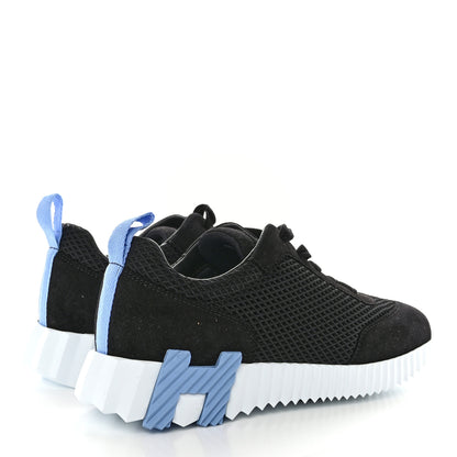 Hermes Graphic Mesh Suede Goatskin Bouncing Sneakers 36.5 Black 4 of 8