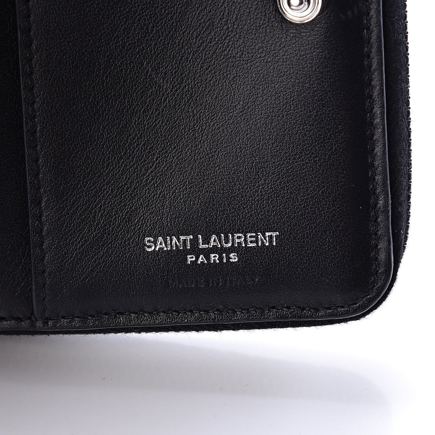 Calfskin Crocodile Embossed Monogram Compact Wallet Black