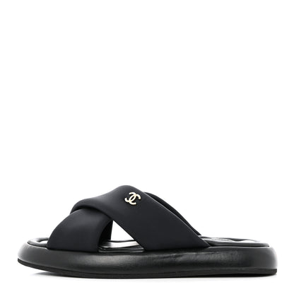 Chanel Fabric CC Mules Sandals 41 Black 1 of 10