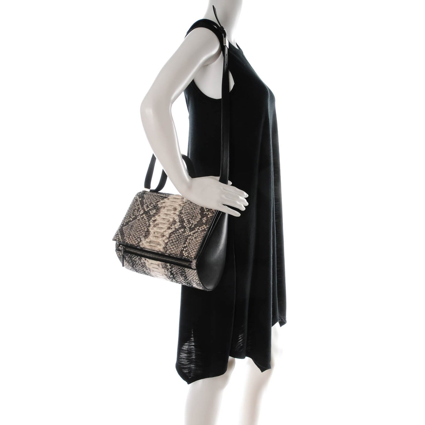 Python Medium Pandora Box Crossbody Bag Black White