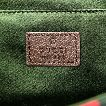 Gucci Monogram Textured Dollar Calfskin Heavy Grosgrain Web Medium Maxi Horsebit Chain Shoulder Bag Beige Ebony New Acero 6 of 9