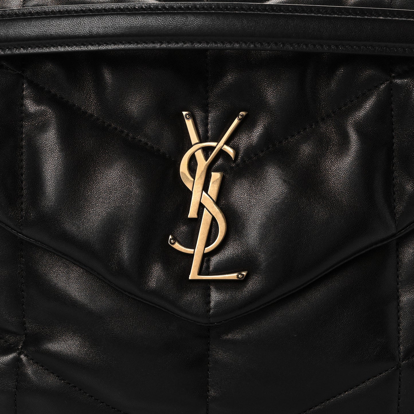 Lambskin Quilted Medium Loulou Puffer Monogram Chain Satchel Black