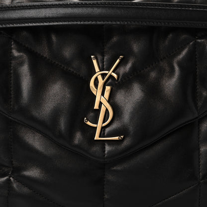 Saint Laurent Lambskin Quilted Medium Loulou Puffer Monogram Chain Satchel Black 7 of 9
