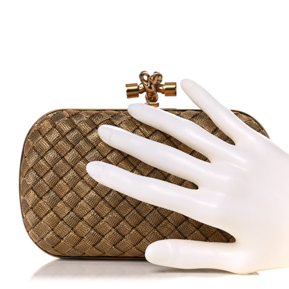 Bottega Veneta Intreccio Oro Bruciato Knot Clutch 2 of 8