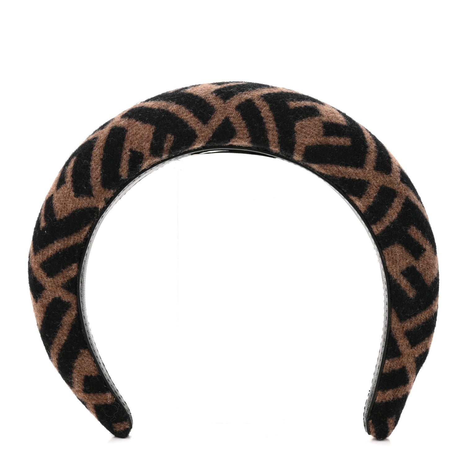 Fendi Wool Cashmere FF Logo Headband Tobacco 1 of 5