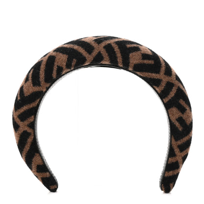 Fendi Wool Cashmere FF Logo Headband Tobacco 1 of 5