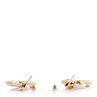 Chanel Heart CC Drop Earrings White Gold 3 of 4