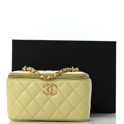 Chanel Lambskin Quilted Small Vanity Case With Chain Light Green 12 of 12