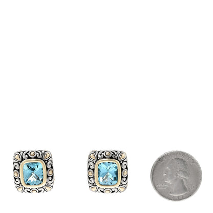 John Hardy Sterling Silver 18K Yellow Gold Blue Topaz Jaisalmer Earrings 2 of 5