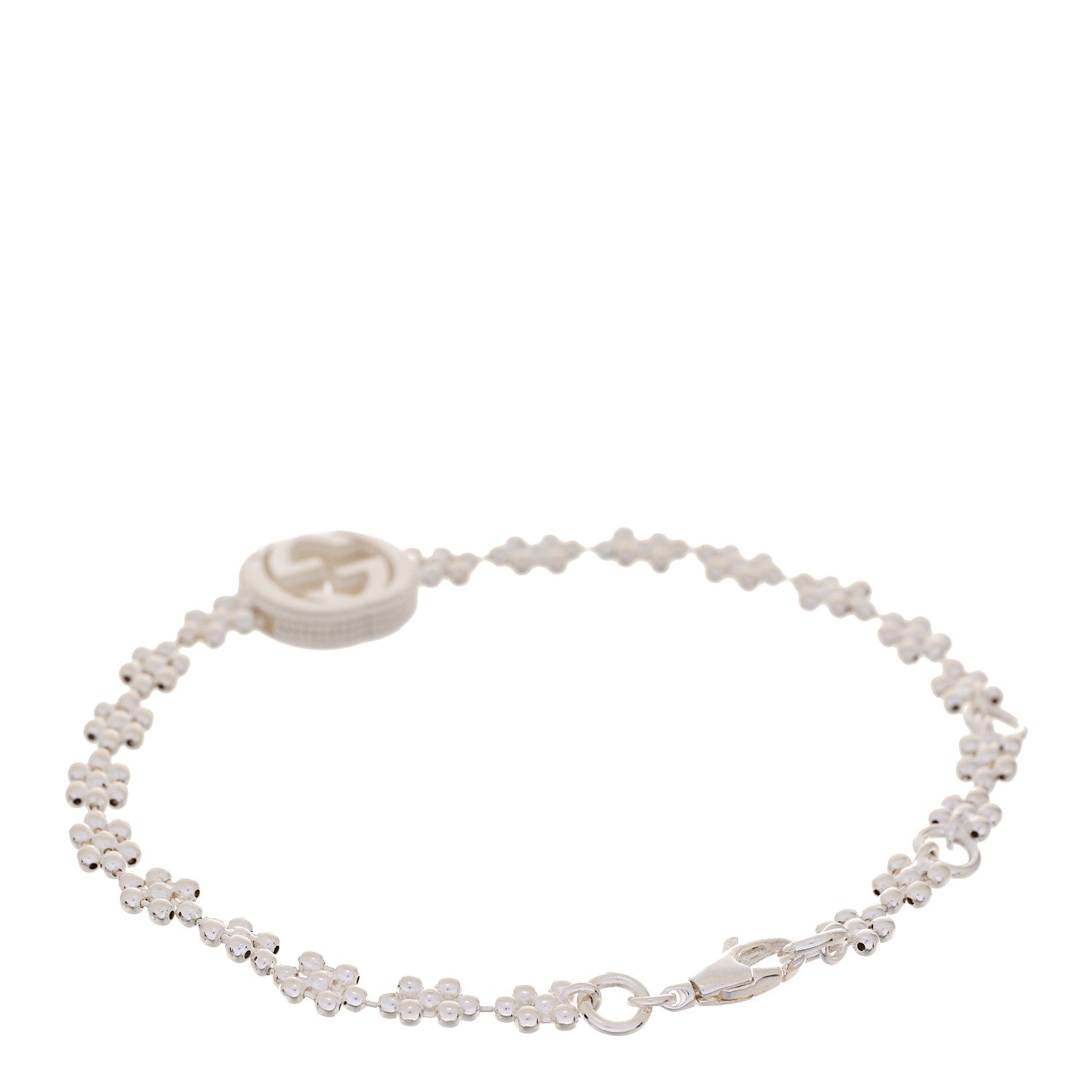 Gucci Sterling Silver Interlocking GG Beaded Flower Bracelet 2 of 4