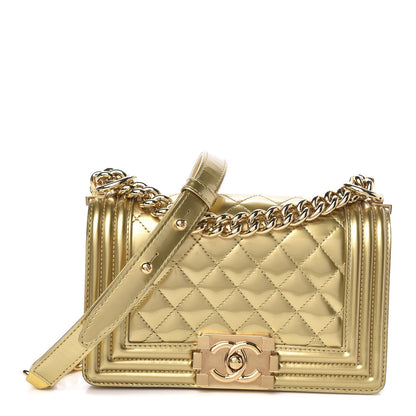 Chanel Metallic Patent Calfskin Quilted Small Boy Flap Gold 1 of 11