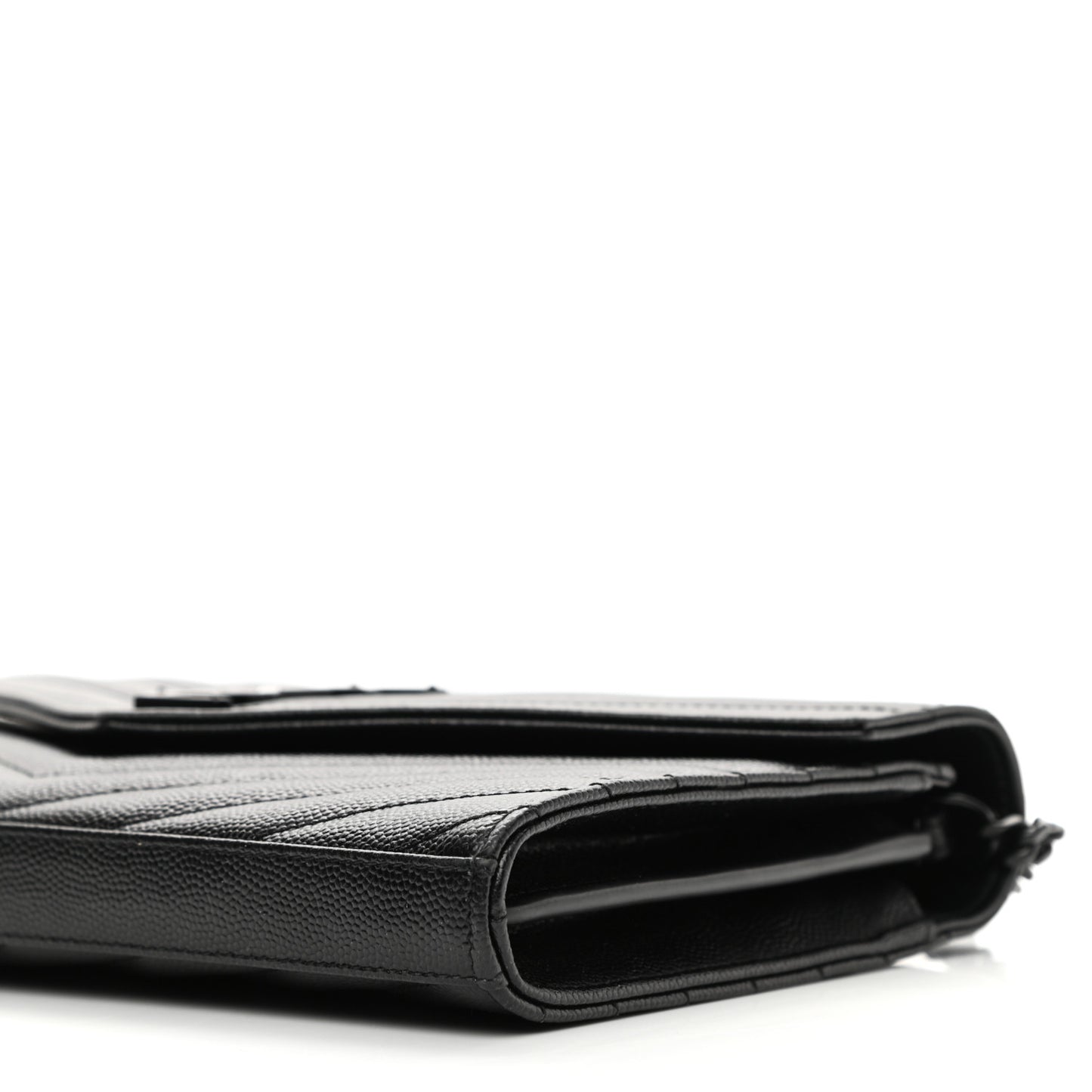 Grain De Poudre Matelasse Chevron Monogram Chain Wallet Black