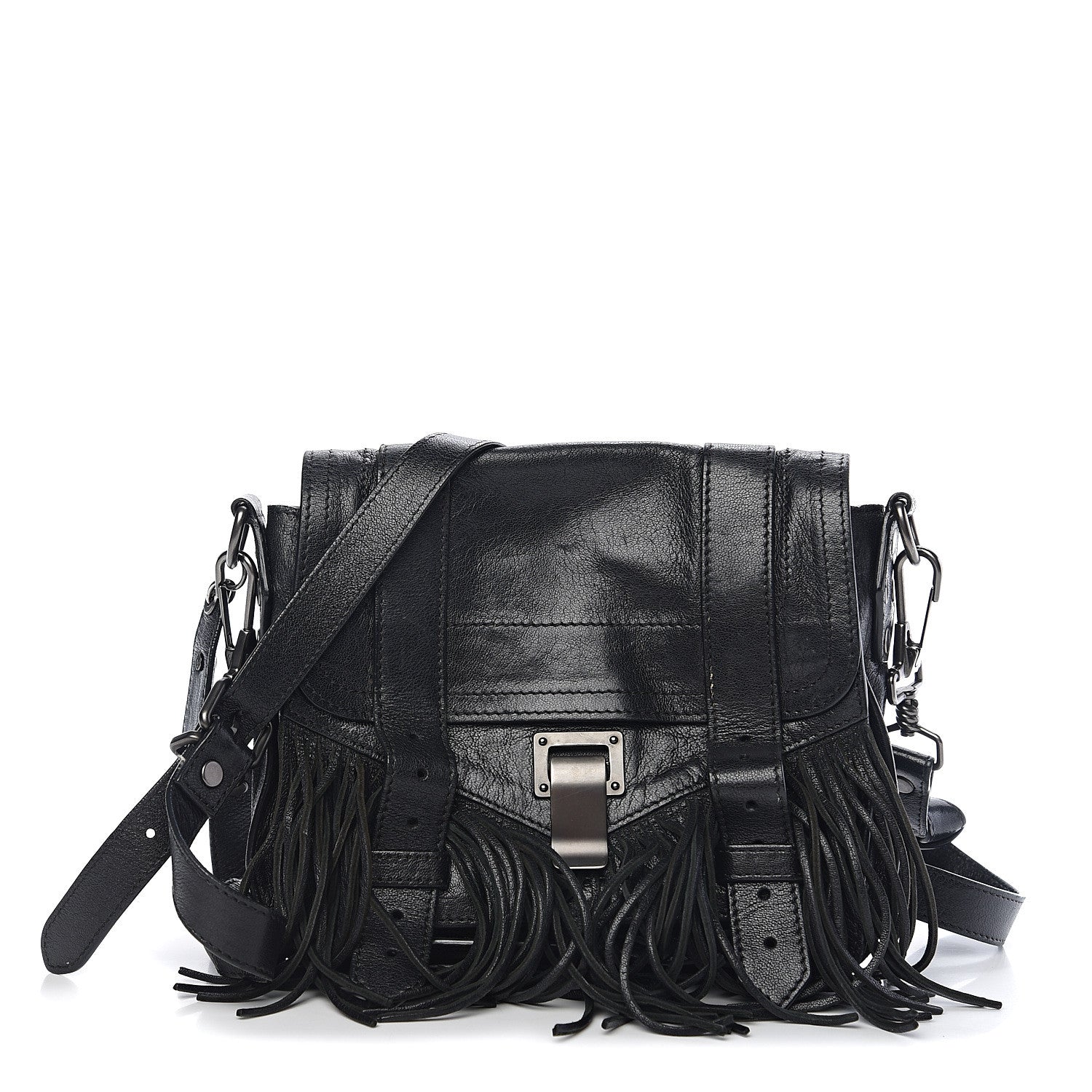 Proenza Schouler Lambskin Fringe PS1 Crossbody Pouch Black 1 of 8
