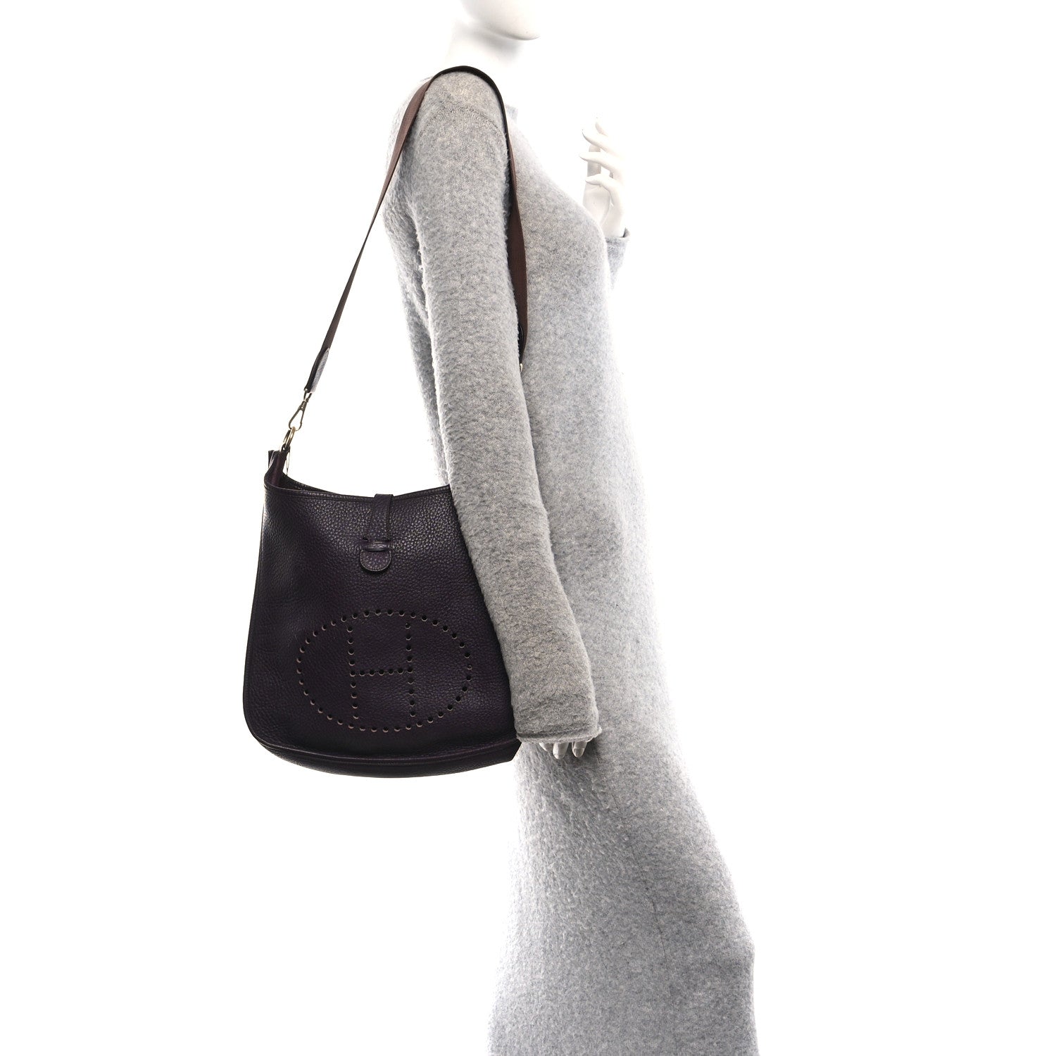 Hermes Taurillon Clemence Evelyne GM Raisin 2 of 9
