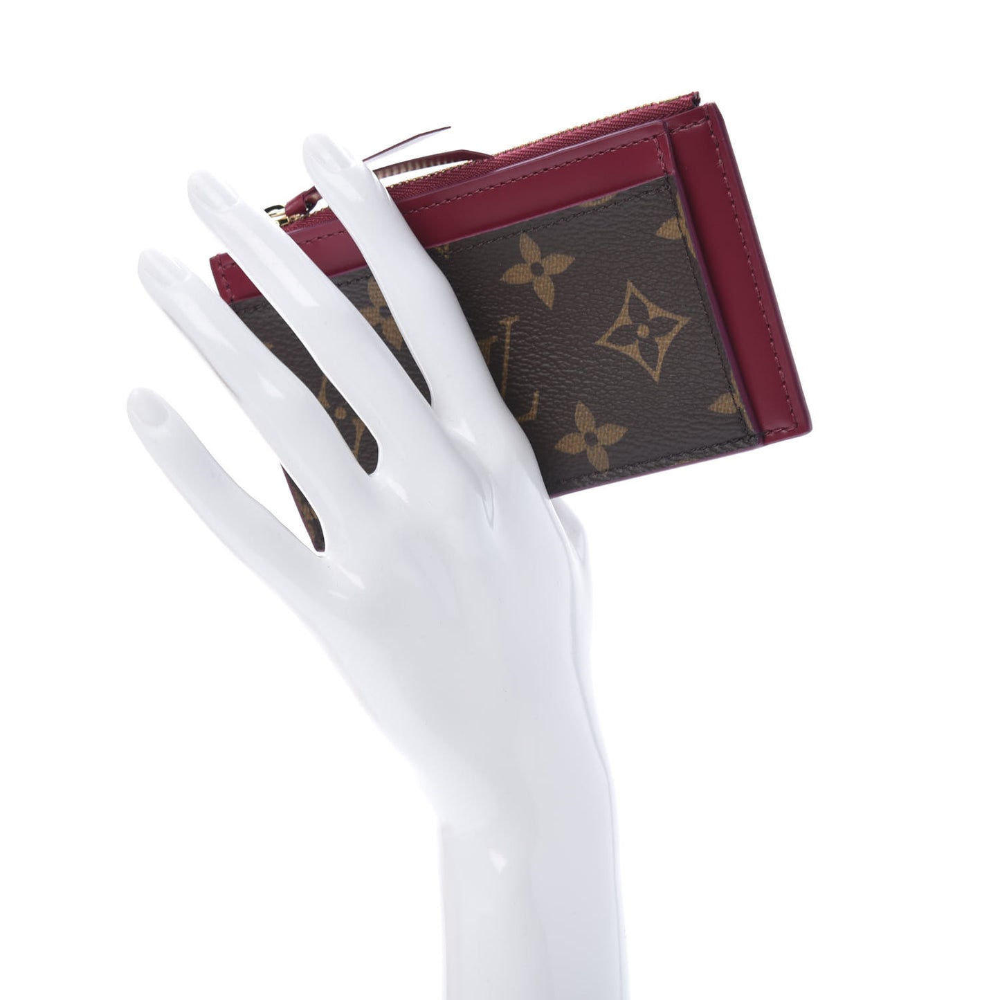 Monogram Zipped Card Holder Fuchsia
