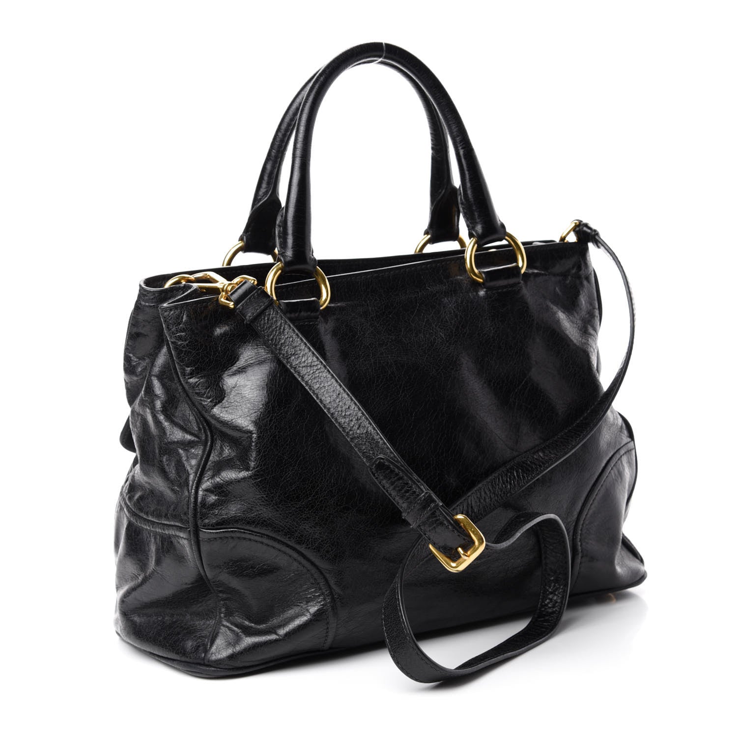 Prada Glace Calfskin Tote Black 3 of 9
