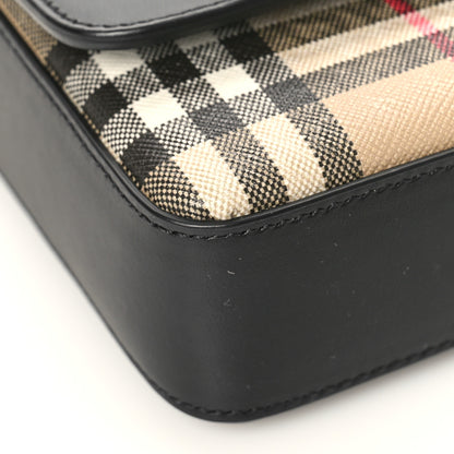 Burberry Calfskin Vintage Check New Hampshire Bag Black 7 of 8