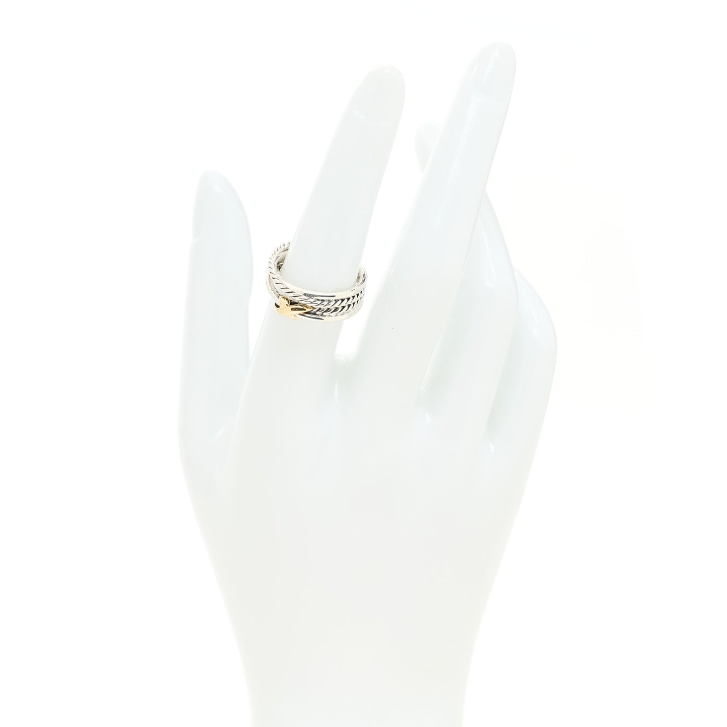 Sterling Silver 18K Yellow Gold 6mm X Crossover Ring 53 6.25
