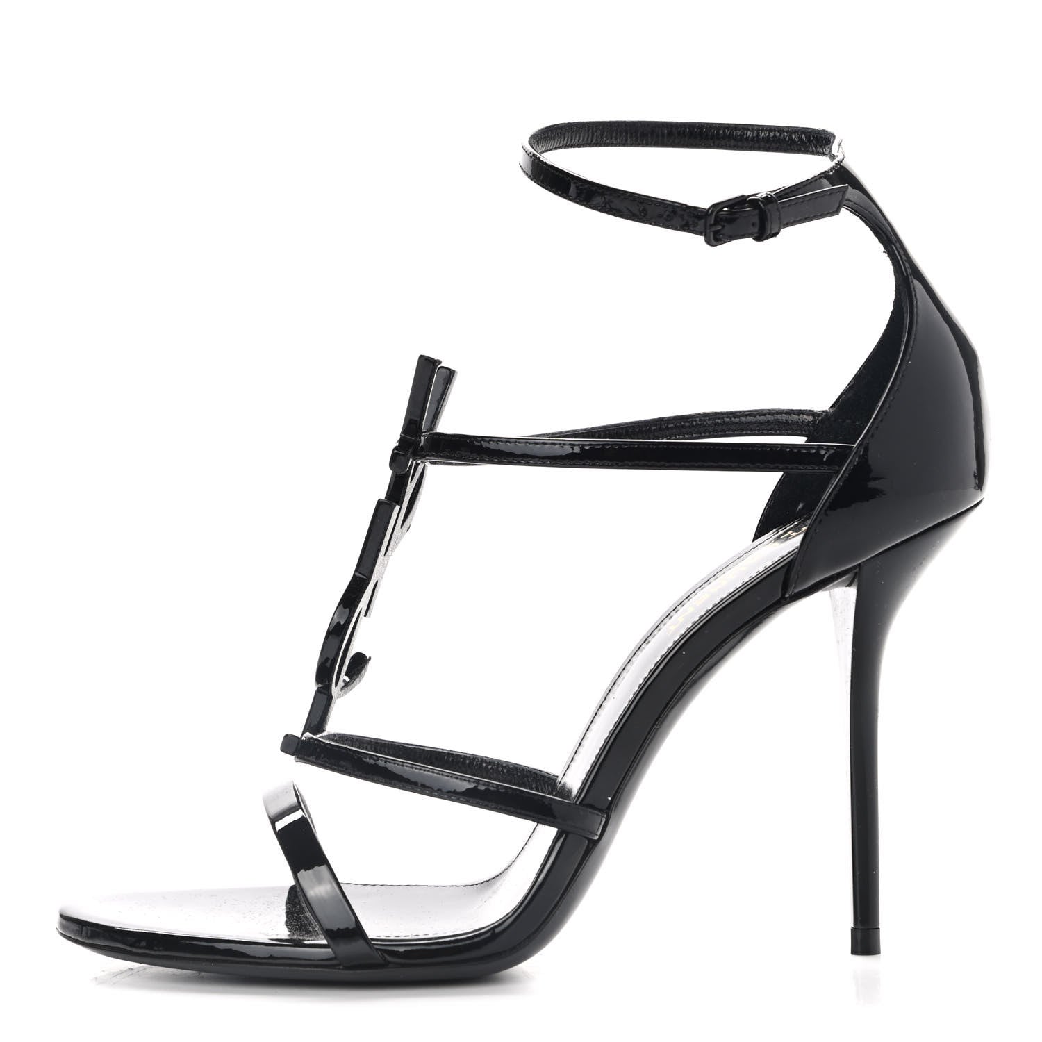 Saint Laurent Patent Cassandra 100 Sandals 38.5 Black 1 of 11