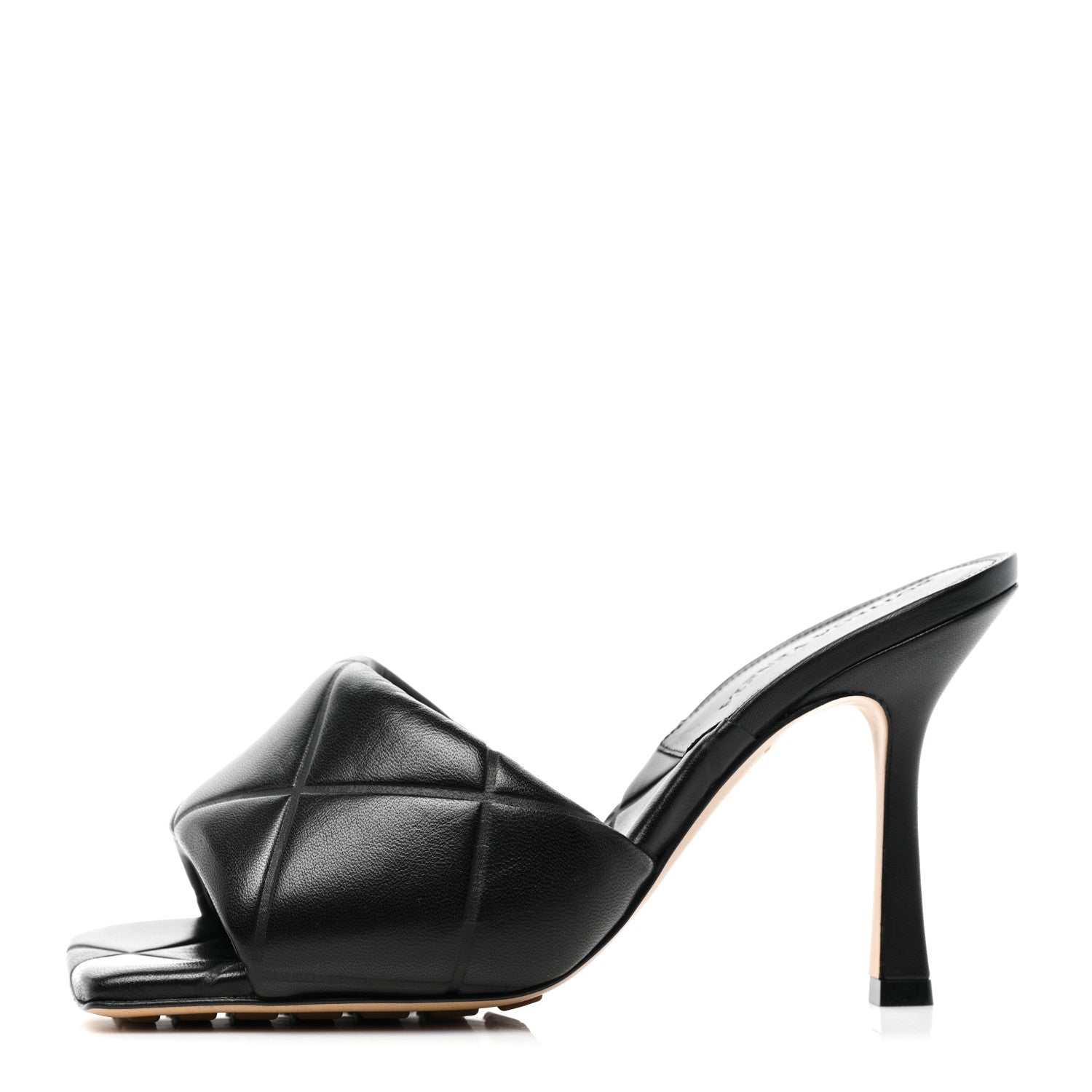 Bottega Veneta Nappa Quilted Rubber Lido Mule Sandals 36.5 Black 1 of 7
