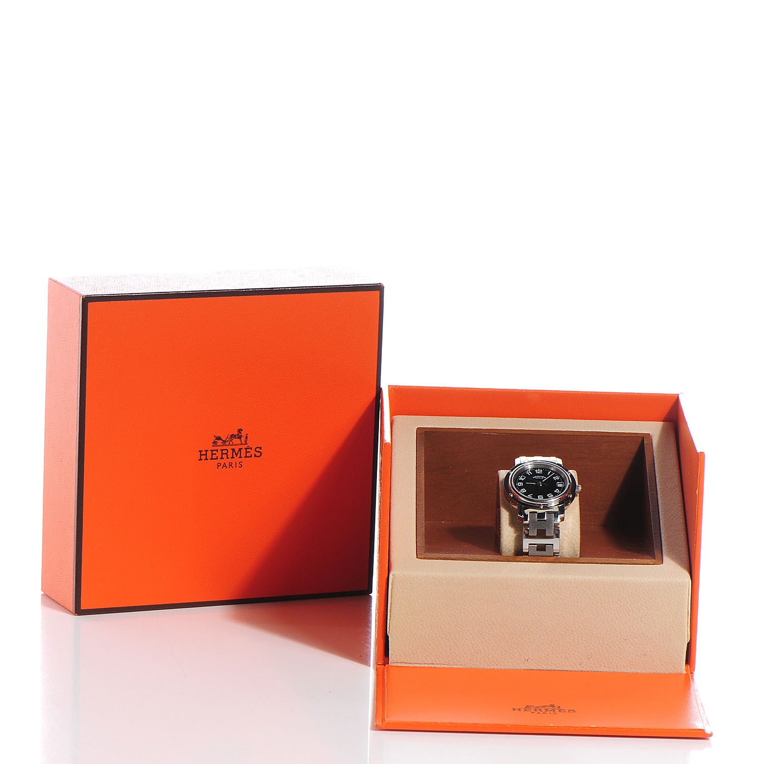Hermes Stainless Steel 24mm Clipper Quartz Watch Black 4 of 10