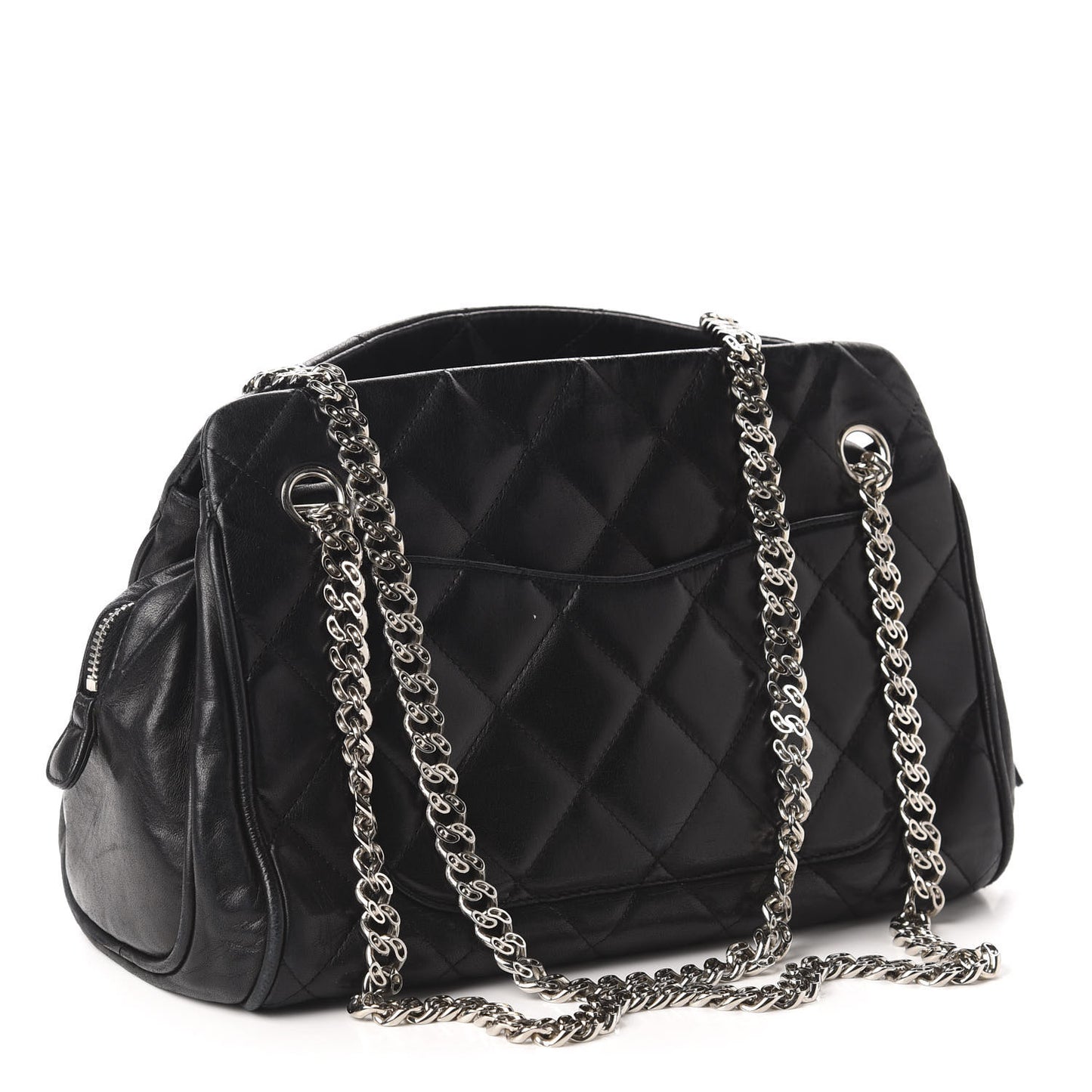 Lambskin Bijoux Chain Shopping Tote Black