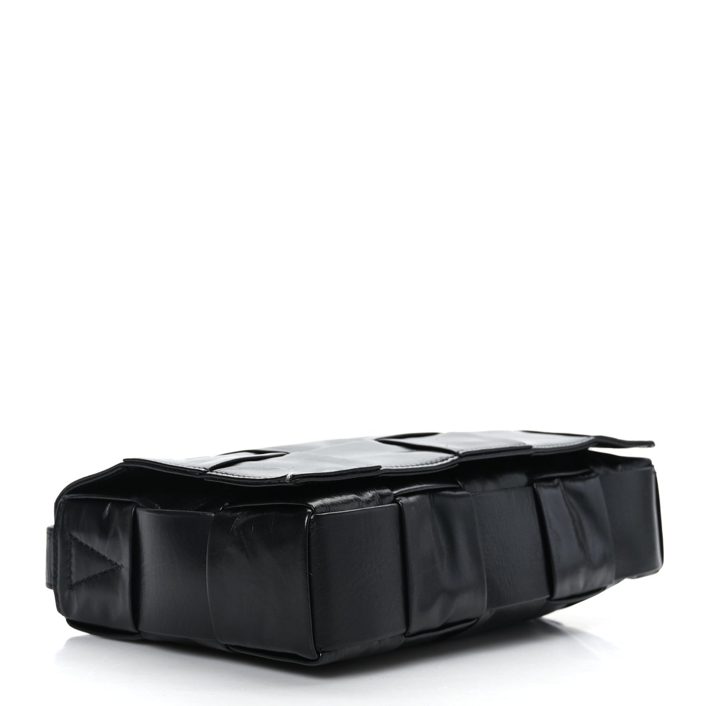 Paper Calfskin Maxi Intreccio Cassette Crossbody Bag Black