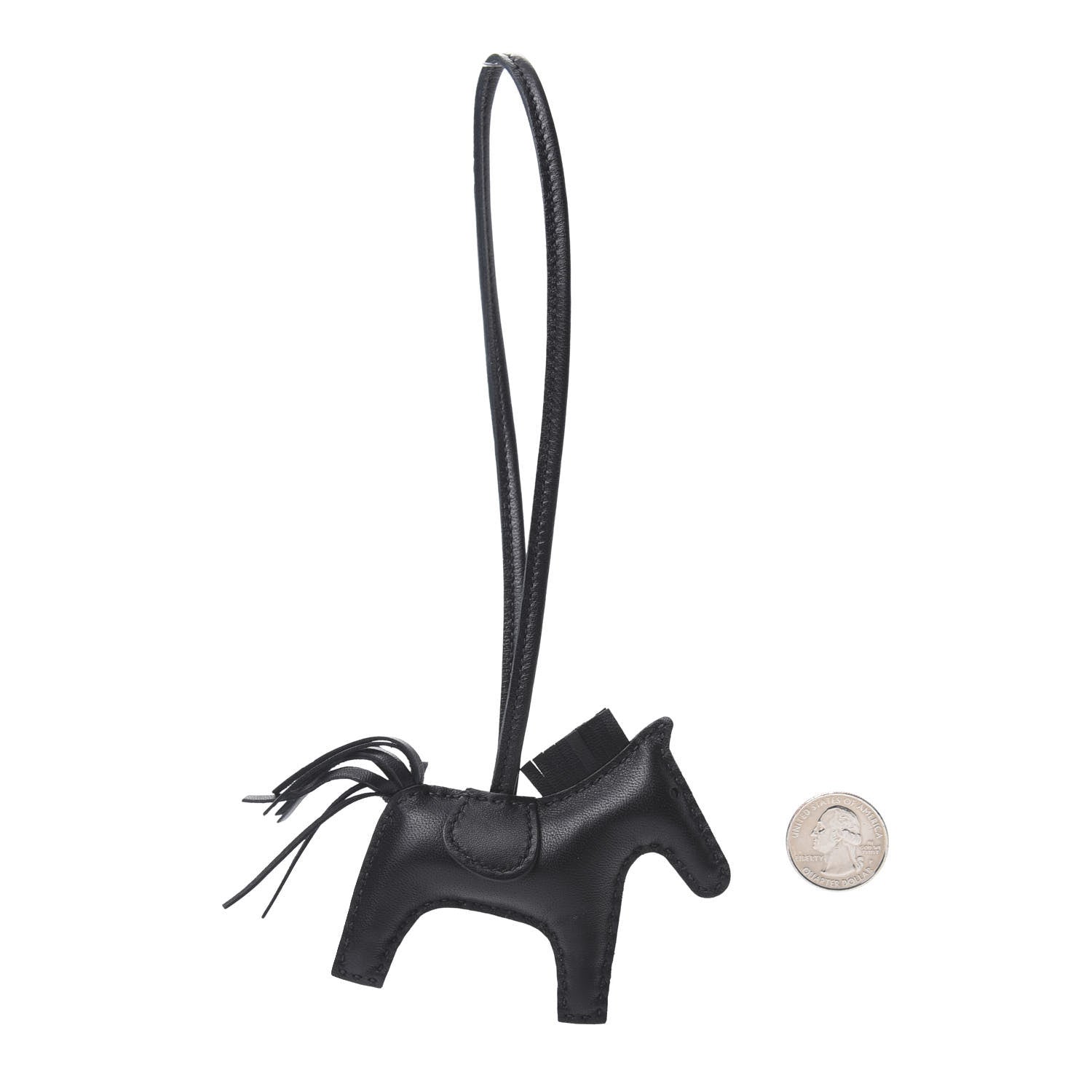 Hermes Milo Lambskin Grigri Rodeo Horse Bag Charm PM So Black 2 of 5
