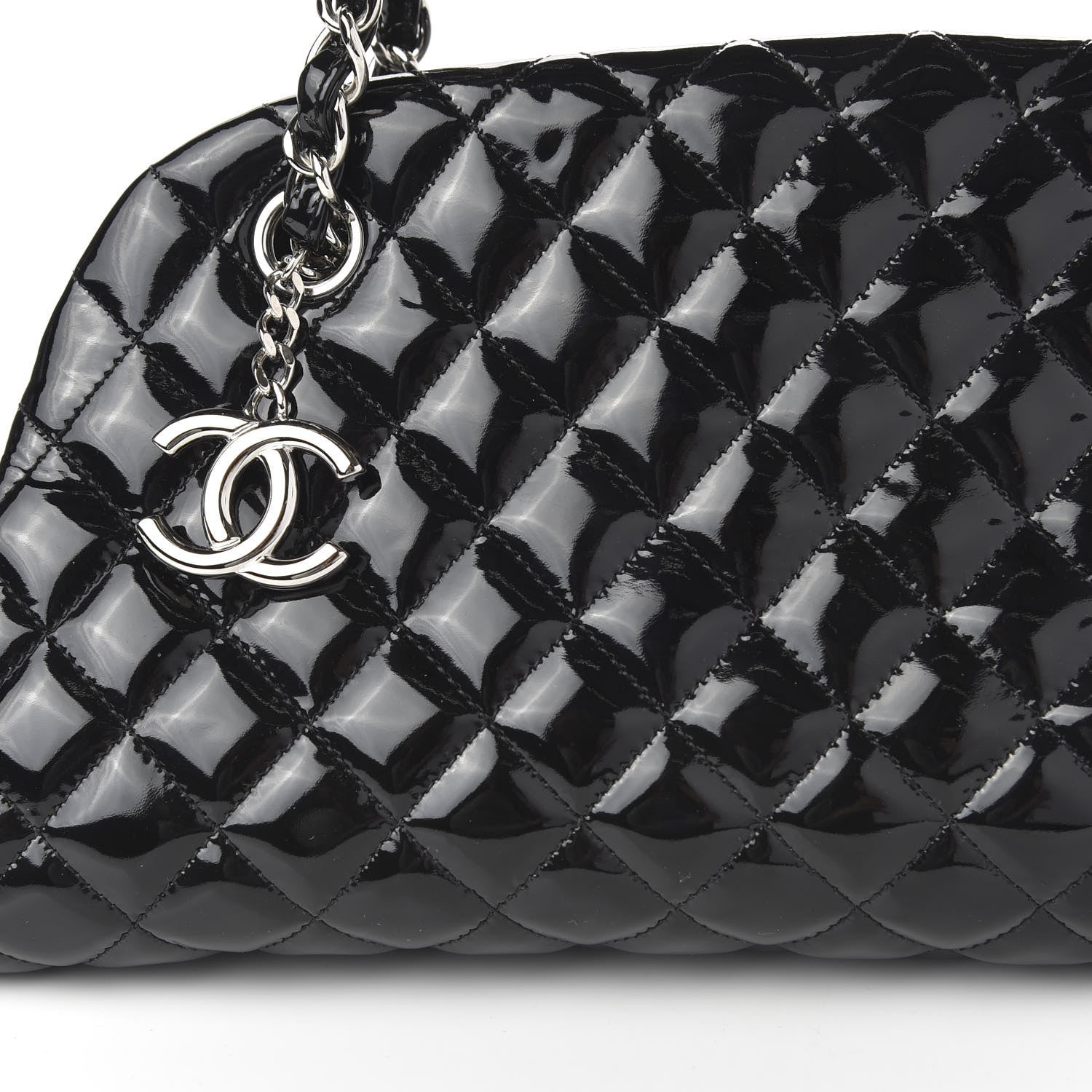 Chanel Patent Quilted Medium Just Mademoiselle Bowling Bag Black 10 of 10
