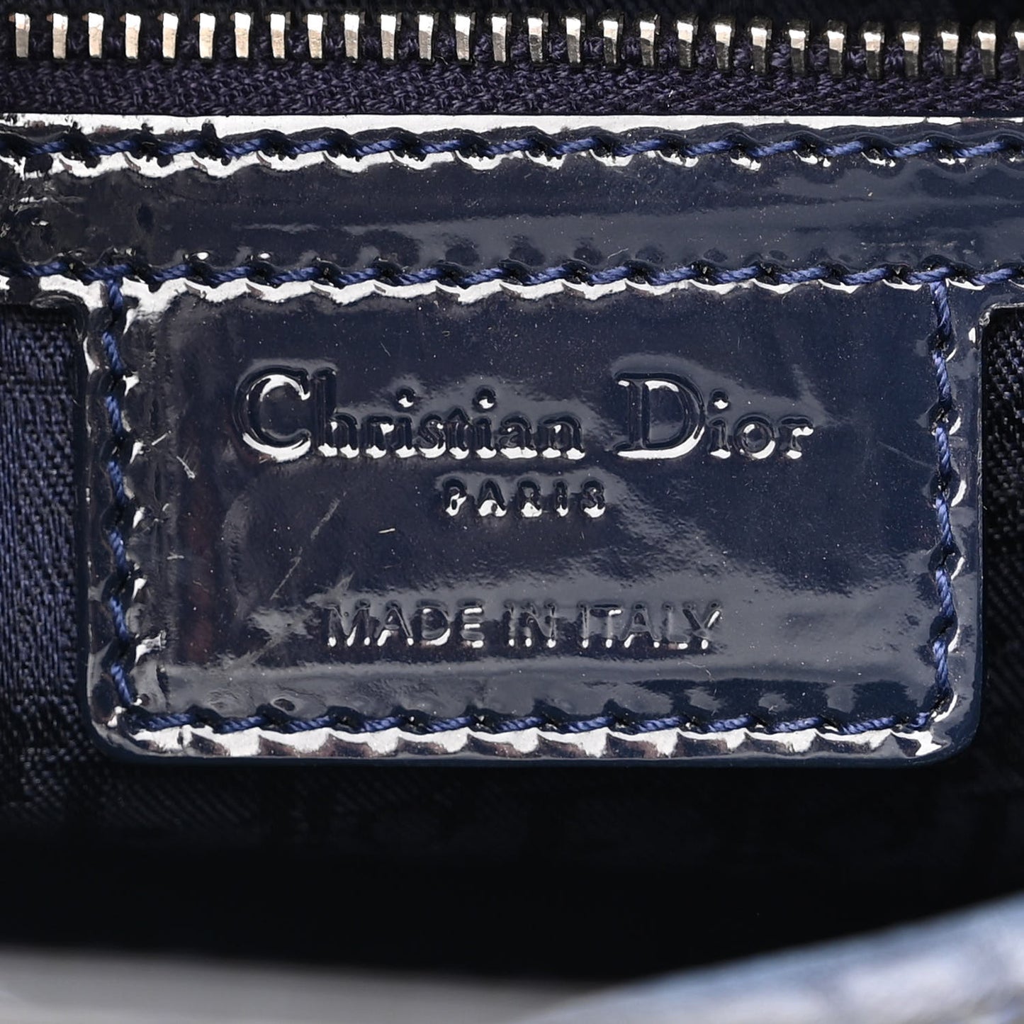 Patent Cannage Large Lady Dior Navy Blue