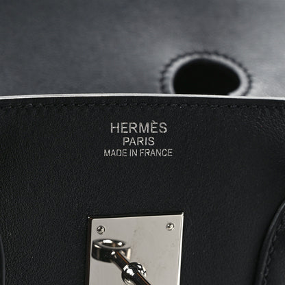 Hermes Swift Twill H Fray Fray Birkin 35 Black Ecru 5 of 10