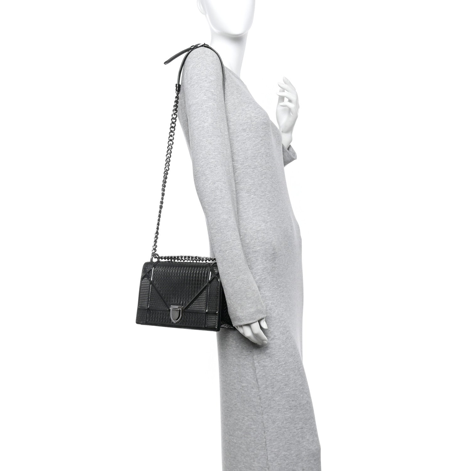 Christian Dior Metallic Patent Micro-Cannage Medium Diorama Flap Bag Onyx Black 2 of 13