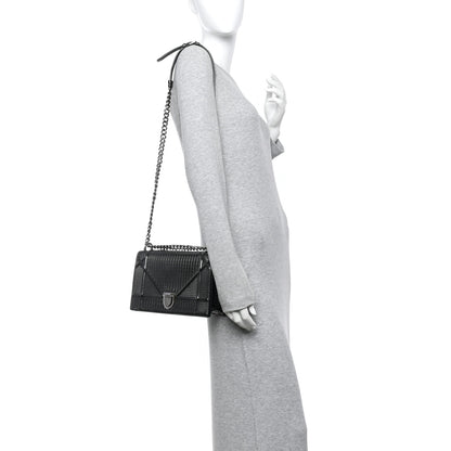 Christian Dior Metallic Patent Micro-Cannage Medium Diorama Flap Bag Onyx Black 2 of 13