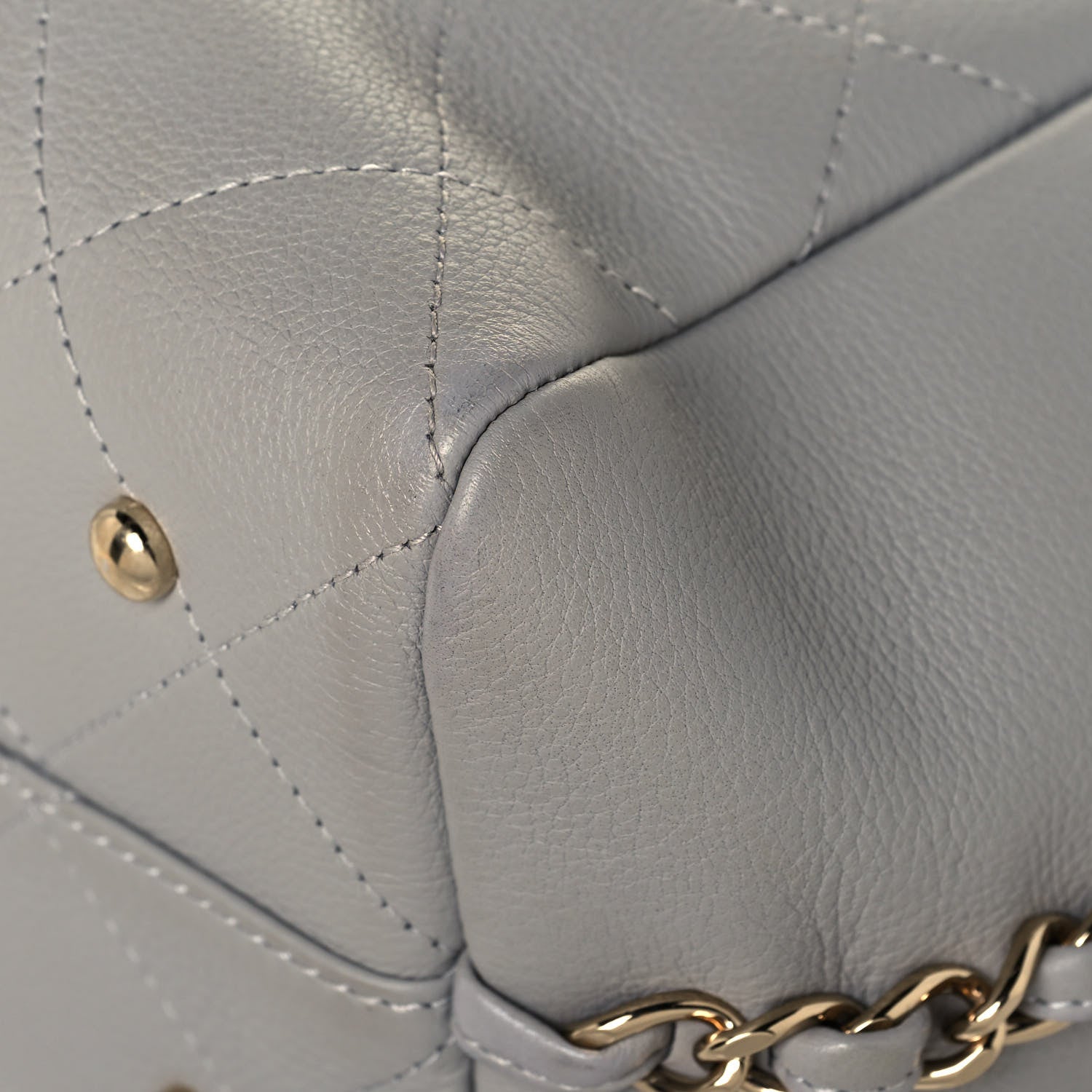 Chanel Bullskin Stitched Medium Shopping Bag Grey 10 of 16