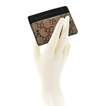 Gucci GG Supreme Monogram Kingsnake Card Holder Beige Black 2 of 12