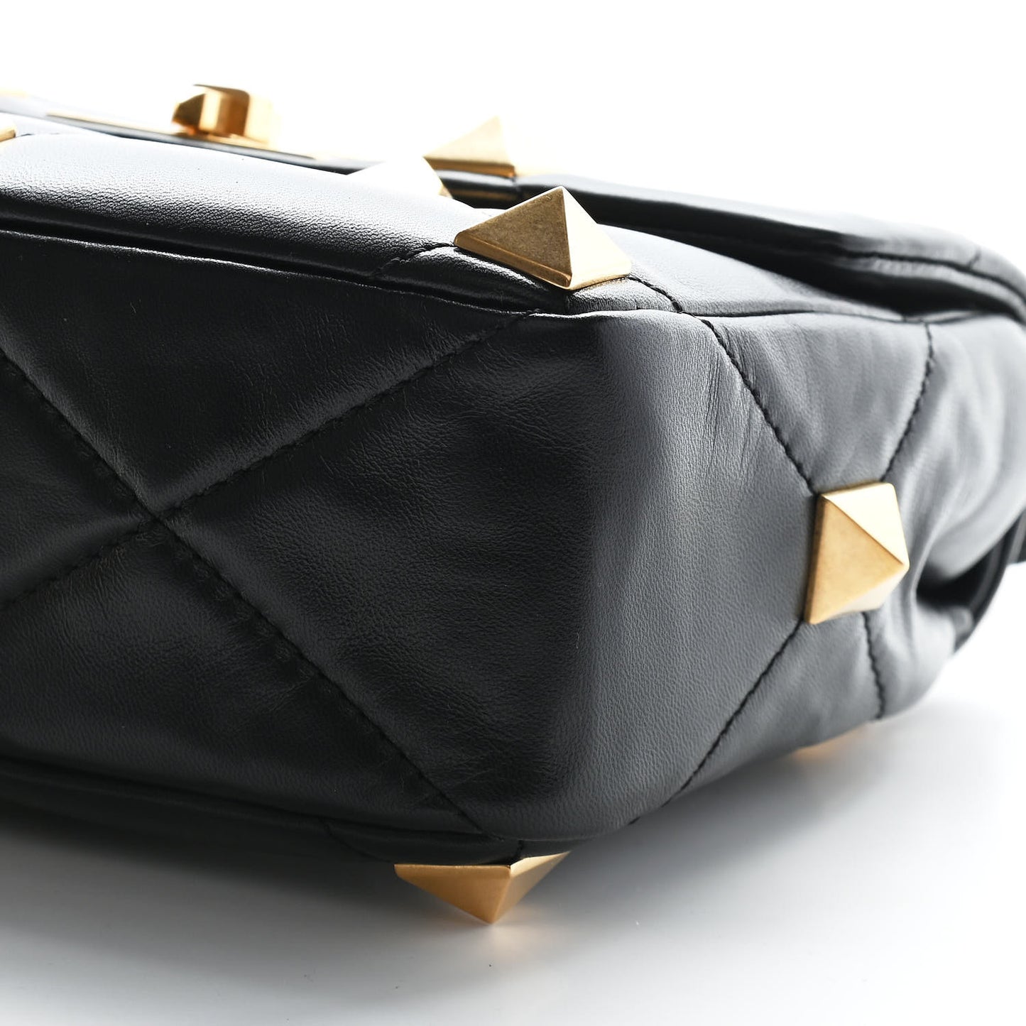 Nappa Medium Roman Stud Shoulder Bag Black