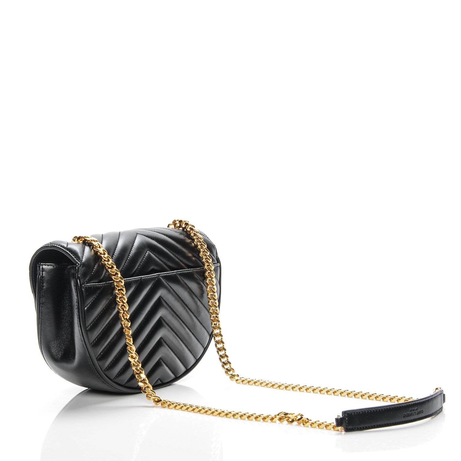 Saint Laurent Lambskin Matelasse Chevron Monogram Bubble Chain Crossbody Black 3 of 6