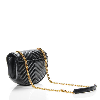 Saint Laurent Lambskin Matelasse Chevron Monogram Bubble Chain Crossbody Black 3 of 6