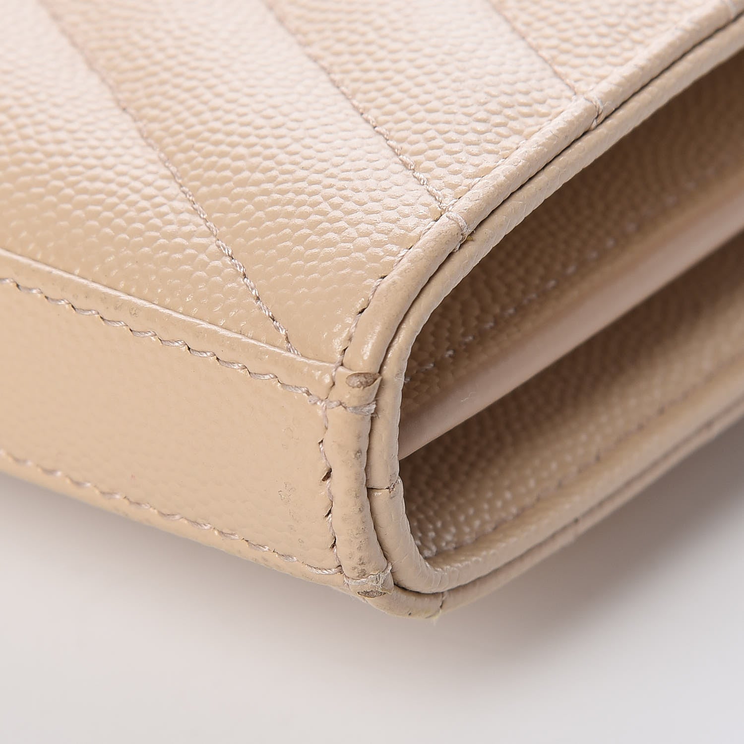 Saint Laurent Grain De Poudre Matelasse Chevron Monogram Chain Wallet Nude Powder 11 of 11