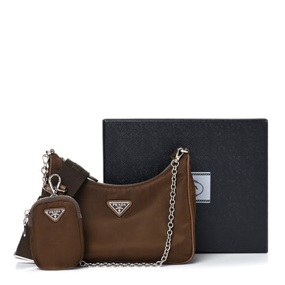 Prada Tessuto Nylon Saffiano Re-Edition 2005 Shoulder Bag Cacao 14 of 14