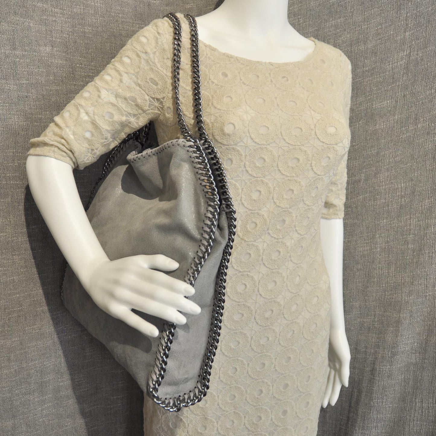 Leather Falabella Tote Light Grey