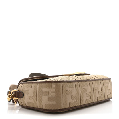 Fendi Sardinian Jacquard Vitello King FF 1974 Embroidered Baguette Corda Praline 4 of 10