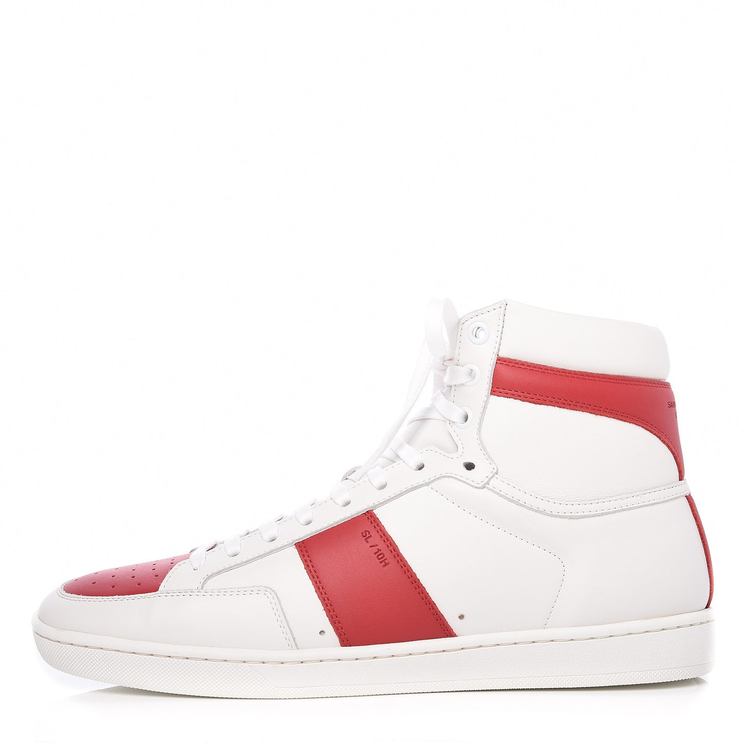 Calfskin Court Classic SL/10H High Top Sneakers 41 White Red